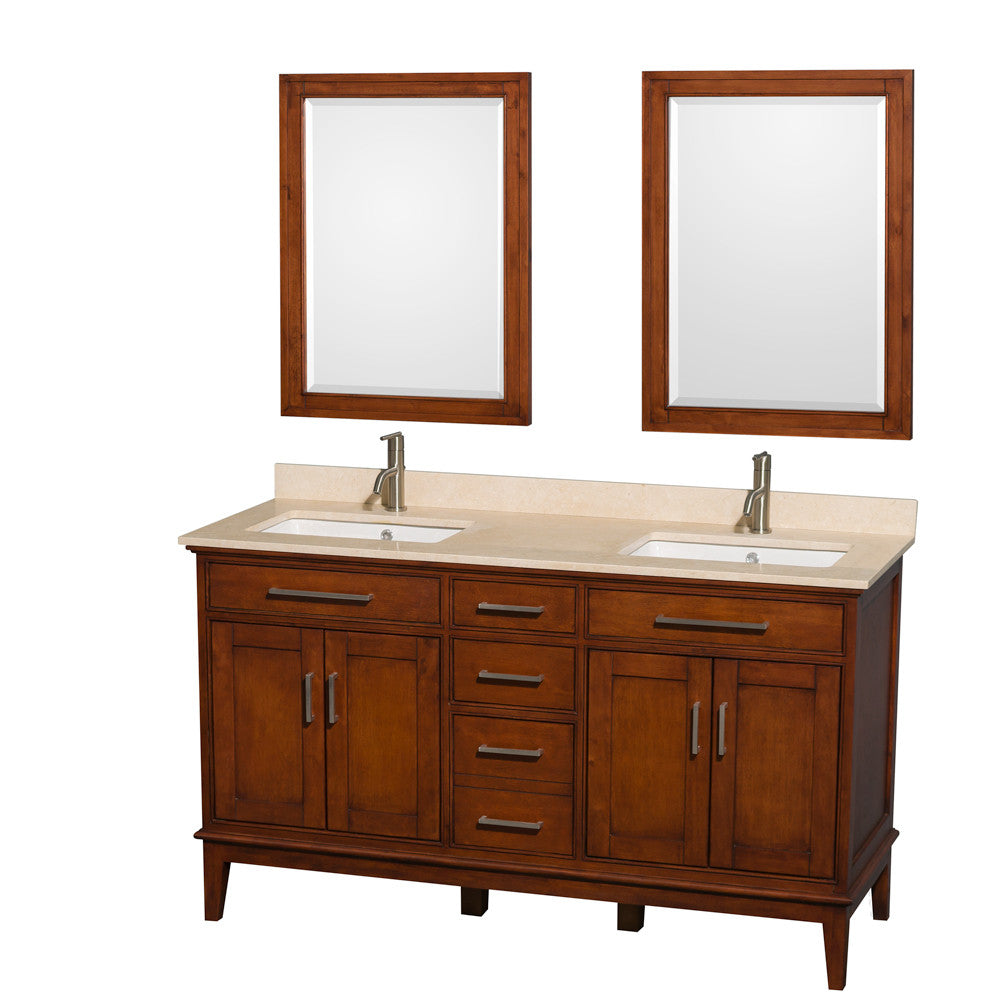 Hatton 60-Inch Double Bathroom Vanity - Light Chestnut