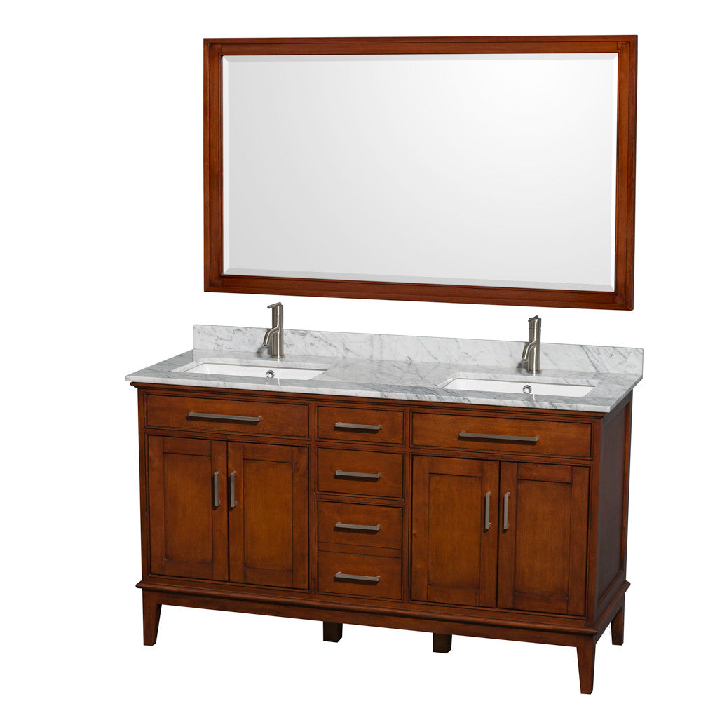 Hatton 60-Inch Double Bathroom Vanity - Light Chestnut