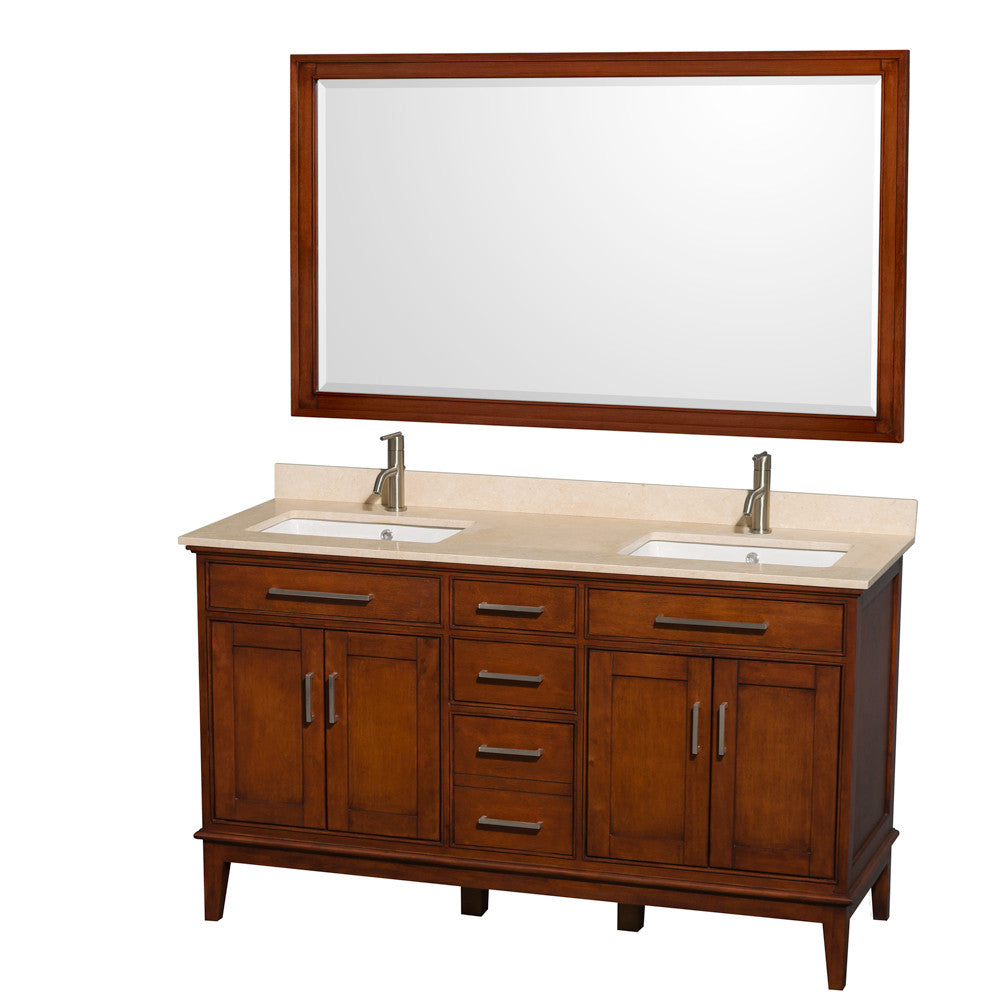 Hatton 60-Inch Double Bathroom Vanity - Light Chestnut