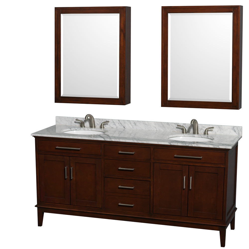 Hatton 72-Inch Double Bathroom Vanity - Dark Chestnut