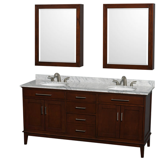 Hatton 72-Inch Double Bathroom Vanity - Dark Chestnut