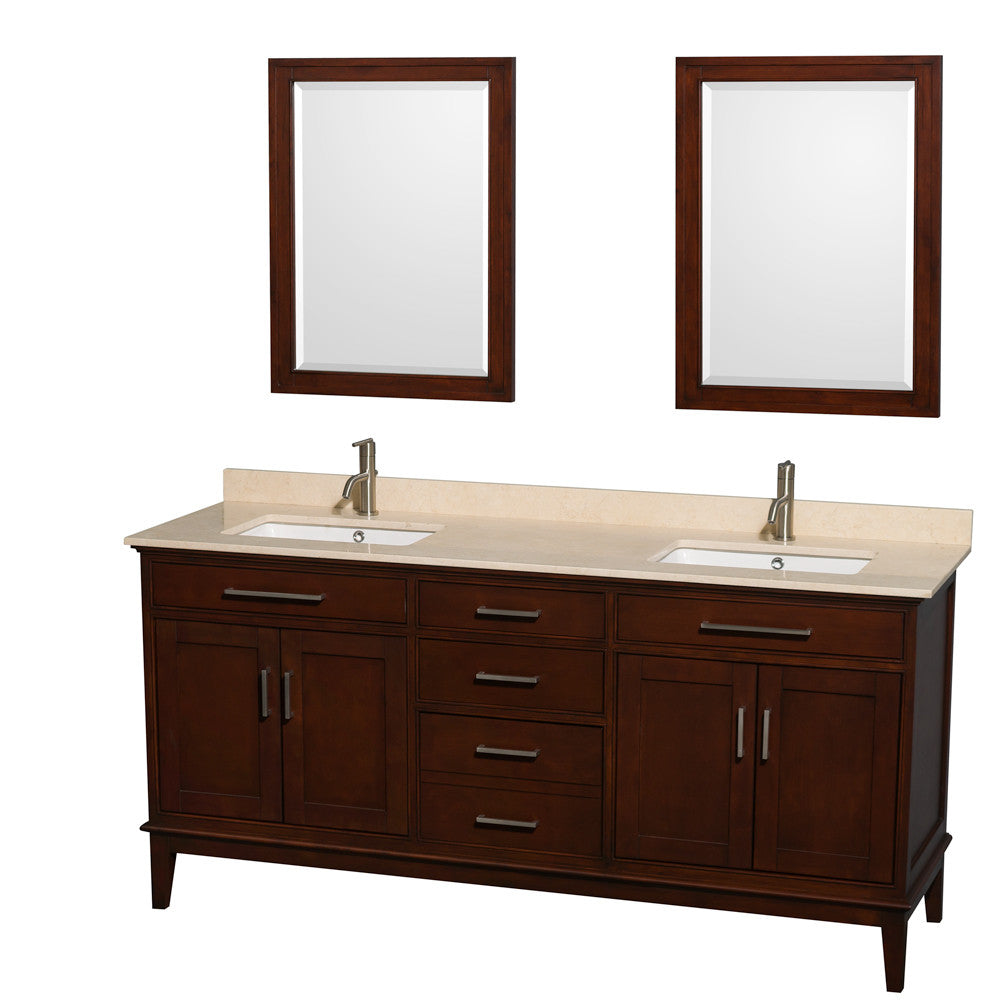 Hatton 72-Inch Double Bathroom Vanity - Dark Chestnut