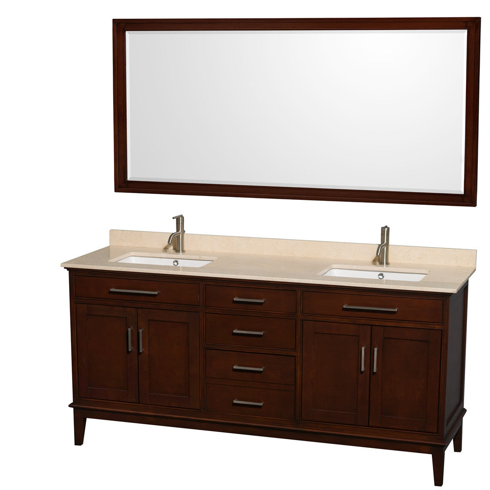 Hatton 72-Inch Double Bathroom Vanity - Dark Chestnut