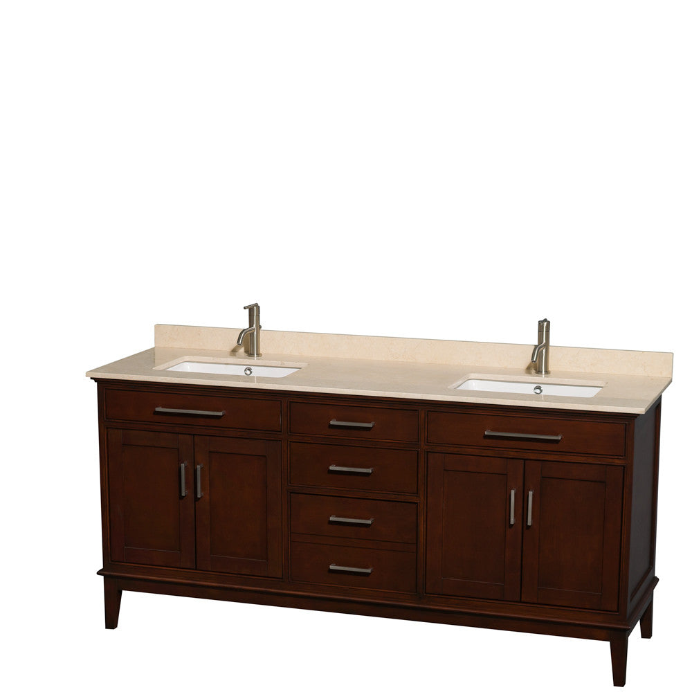Hatton 72-Inch Double Bathroom Vanity - Dark Chestnut