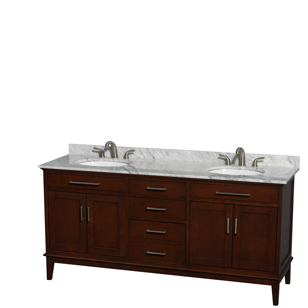 Hatton 72-Inch Double Bathroom Vanity - Dark Chestnut