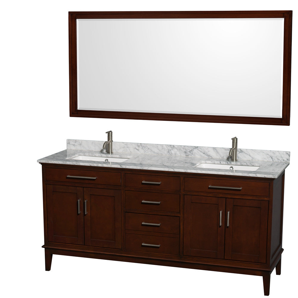 Hatton 72-Inch Double Bathroom Vanity - Dark Chestnut