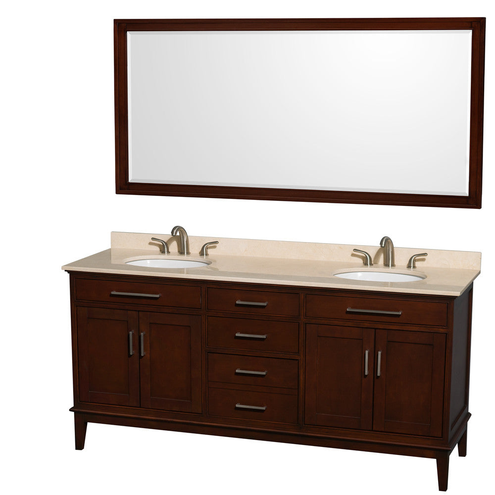 Hatton 72-Inch Double Bathroom Vanity - Dark Chestnut