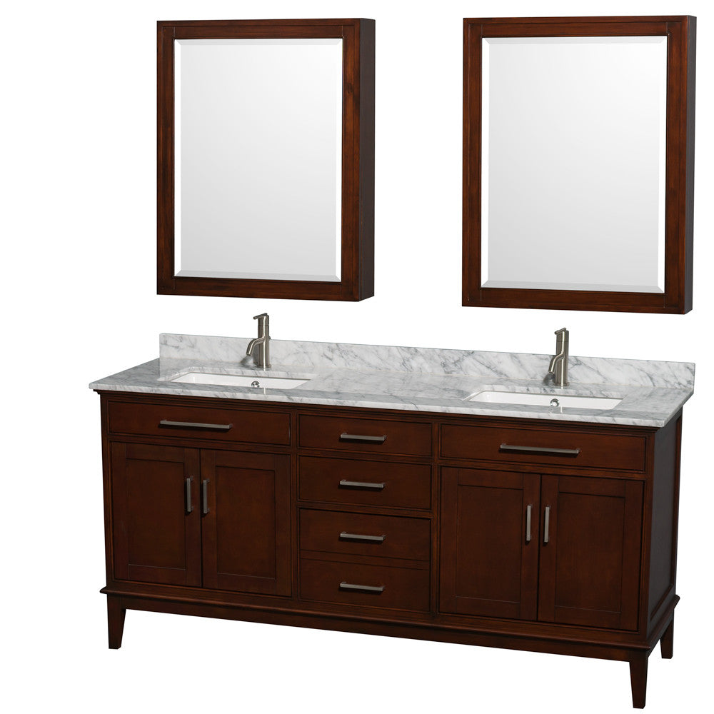 Hatton 72-Inch Double Bathroom Vanity - Dark Chestnut