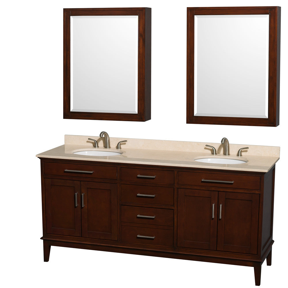 Hatton 72-Inch Double Bathroom Vanity - Dark Chestnut