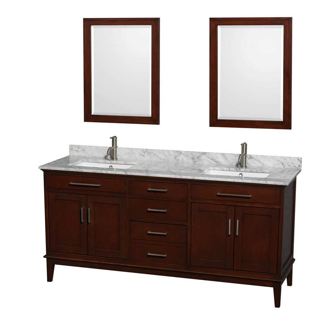 Hatton 72-Inch Double Bathroom Vanity - Dark Chestnut