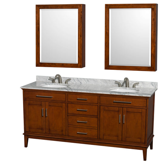 Hatton 72-Inch Double Bathroom Vanity - Light Chestnut
