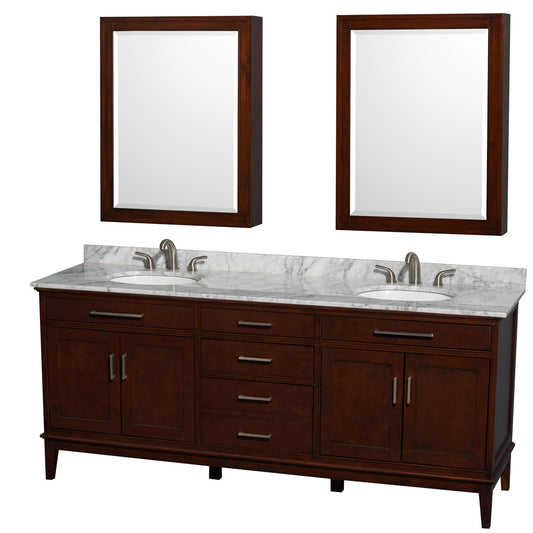 Hatton 80-Inch Double Bathroom Vanity - Dark Chestnut