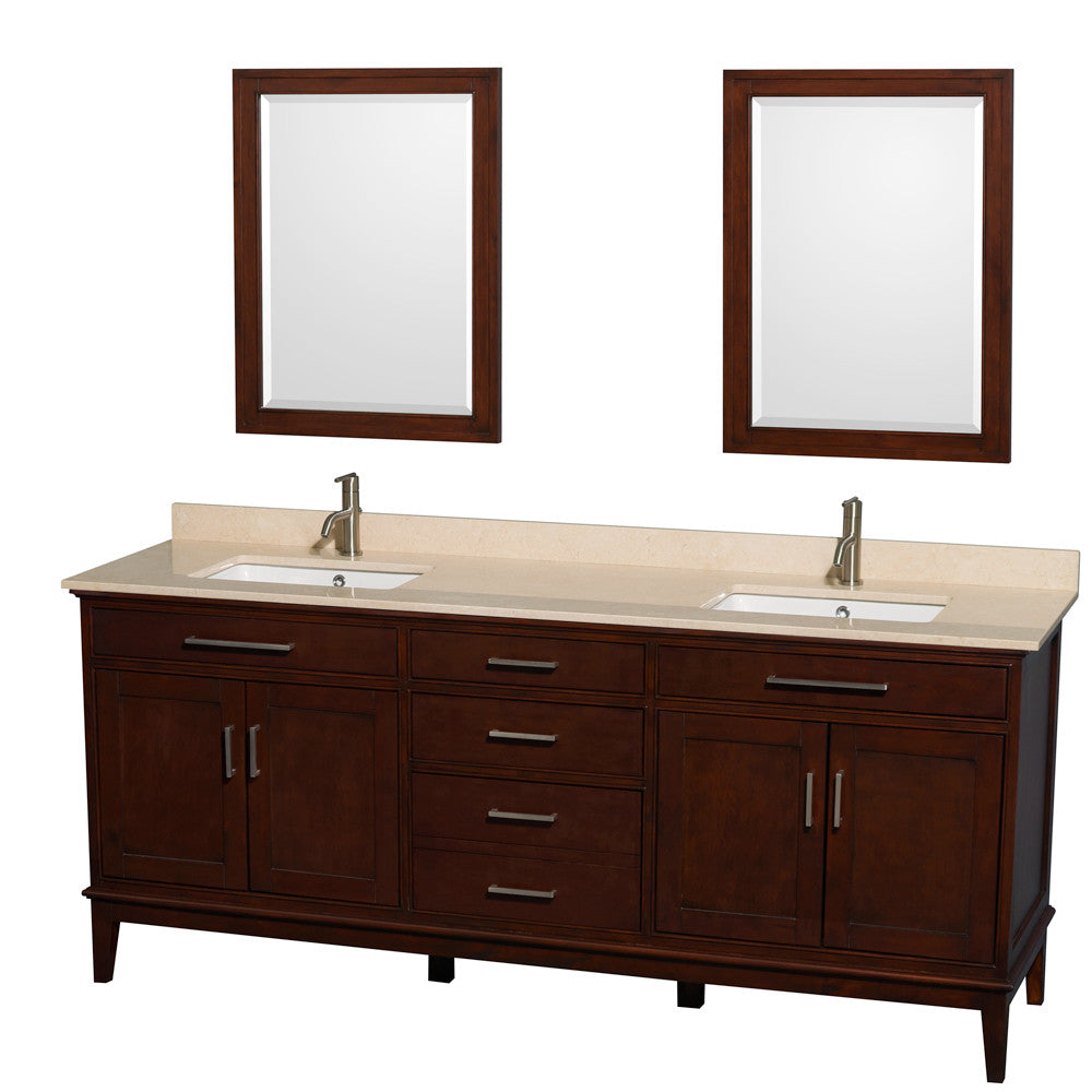 Hatton 80-Inch Double Bathroom Vanity - Dark Chestnut