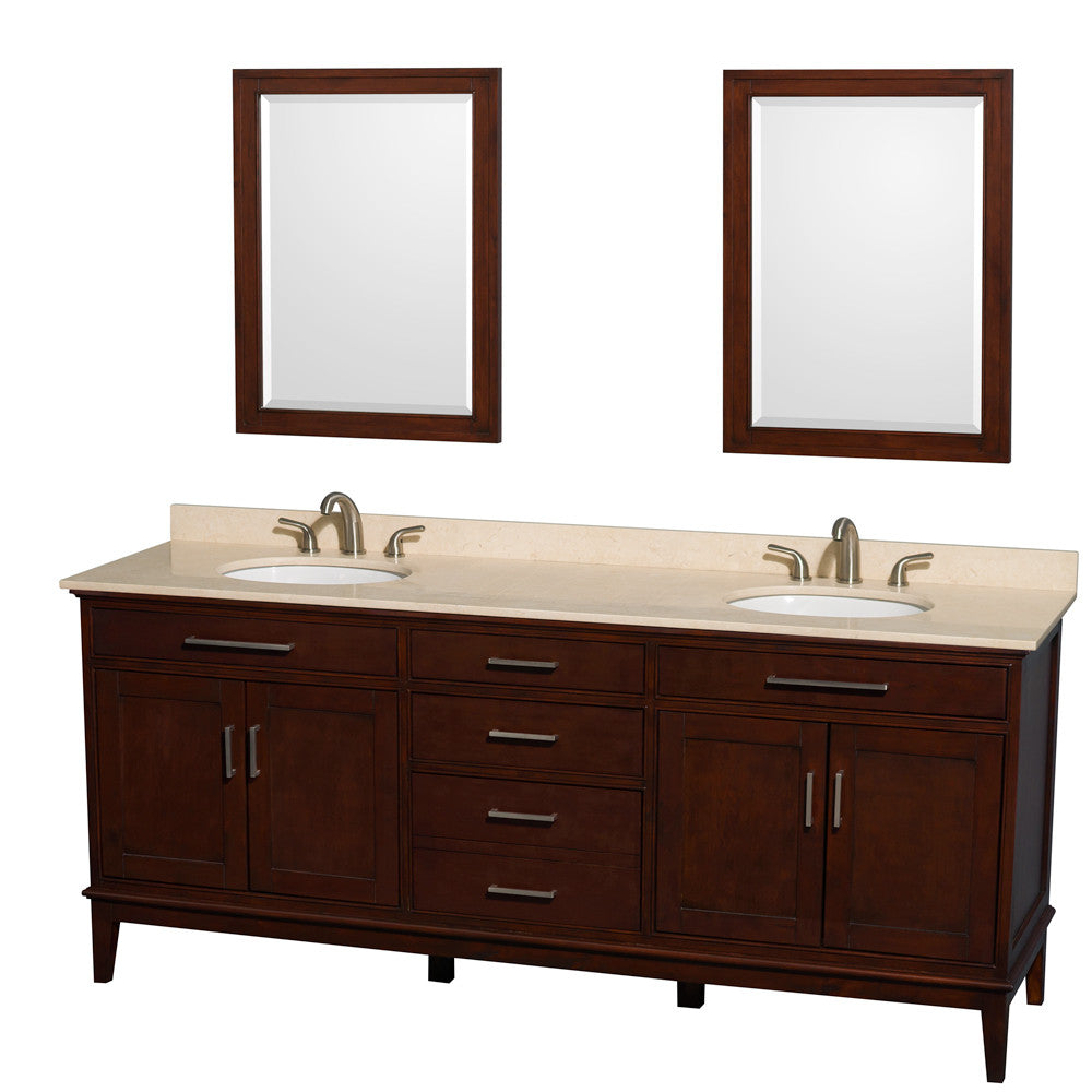 Hatton 80-Inch Double Bathroom Vanity - Dark Chestnut