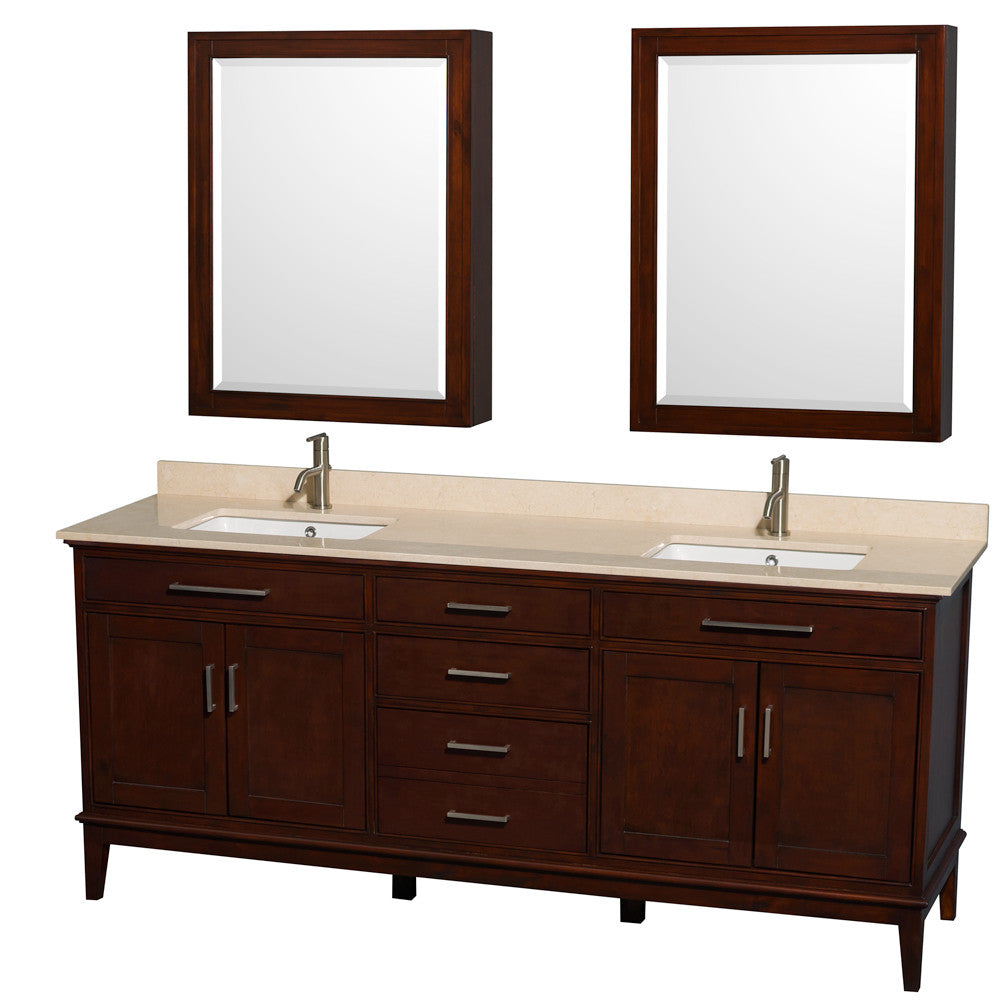 Hatton 80-Inch Double Bathroom Vanity - Dark Chestnut