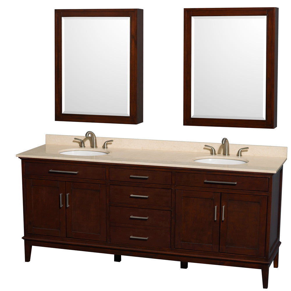 Hatton 80-Inch Double Bathroom Vanity - Dark Chestnut