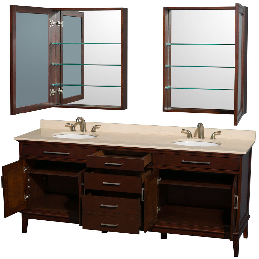 Hatton 80-Inch Double Bathroom Vanity - Dark Chestnut