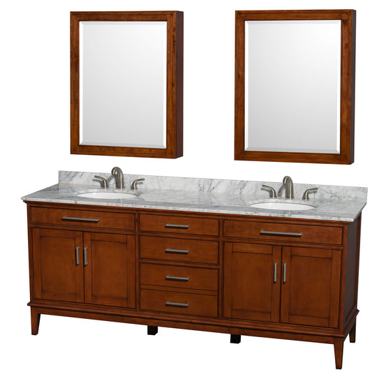 Hatton 80-Inch Double Bathroom Vanity - Light Chestnut