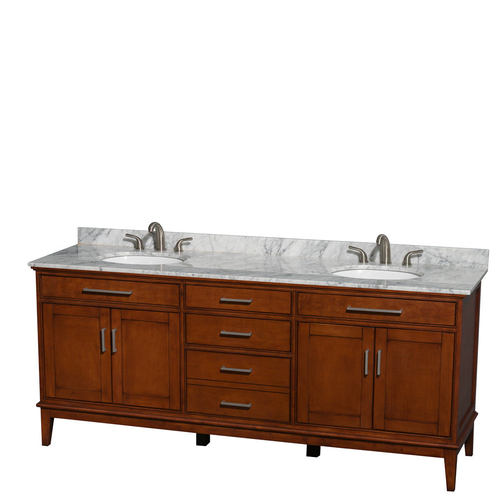 Hatton 80-Inch Double Bathroom Vanity - Light Chestnut