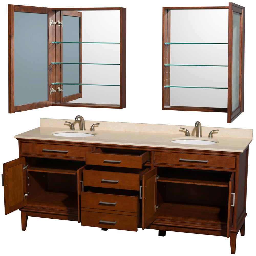 Hatton 80-Inch Double Bathroom Vanity - Light Chestnut