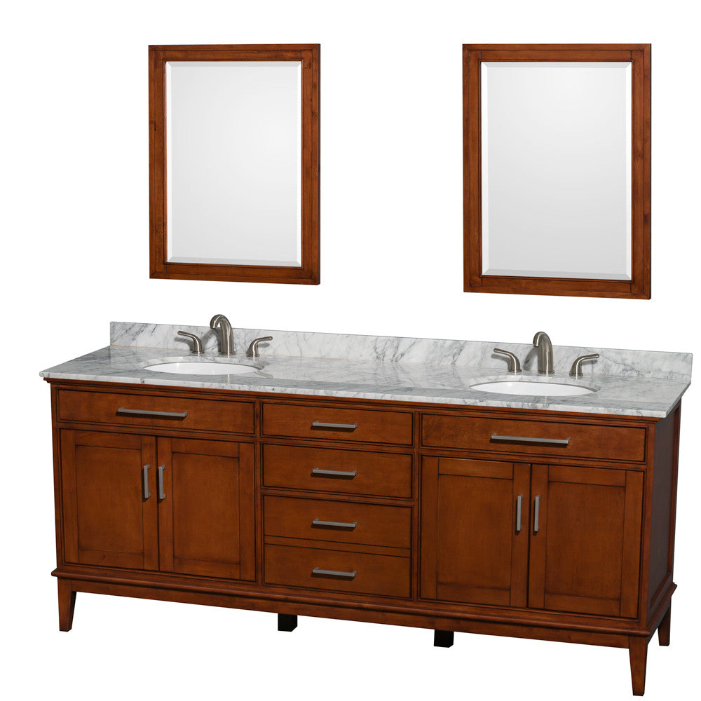 Hatton 80-Inch Double Bathroom Vanity - Light Chestnut