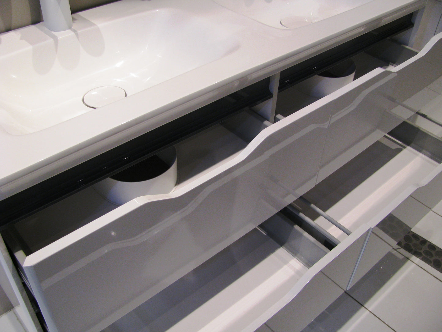 Aquamoon Terzo Double Sink Modern Bathroom Vanity Set - White