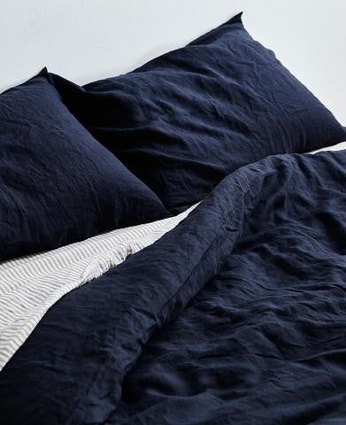 Linen Duvet Cover in Navy by IN BED