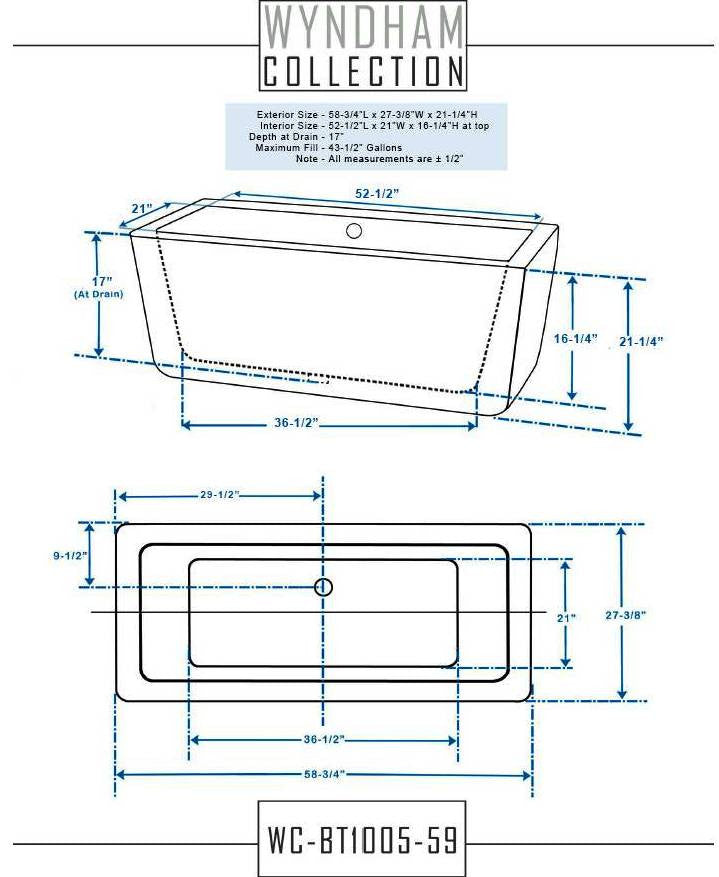 Laura 59" Small Soaking Bathtub By Wyndham Collection
