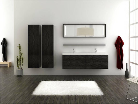Aquamoon Magnum 63 Double Sink Modern Bathroom Vanity Set - Black Oak