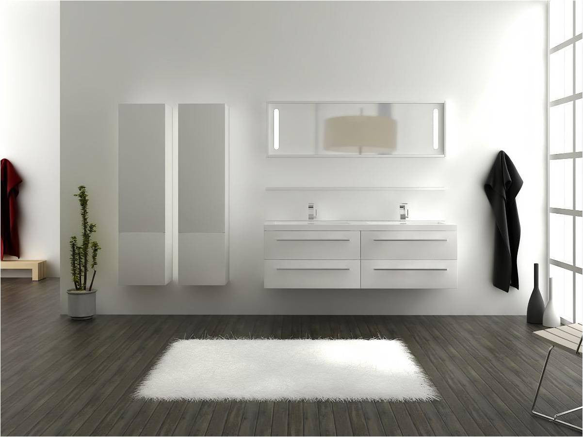 Aquamoon Magnum 63 Double Sink Modern Bathroom Vanity Set - White