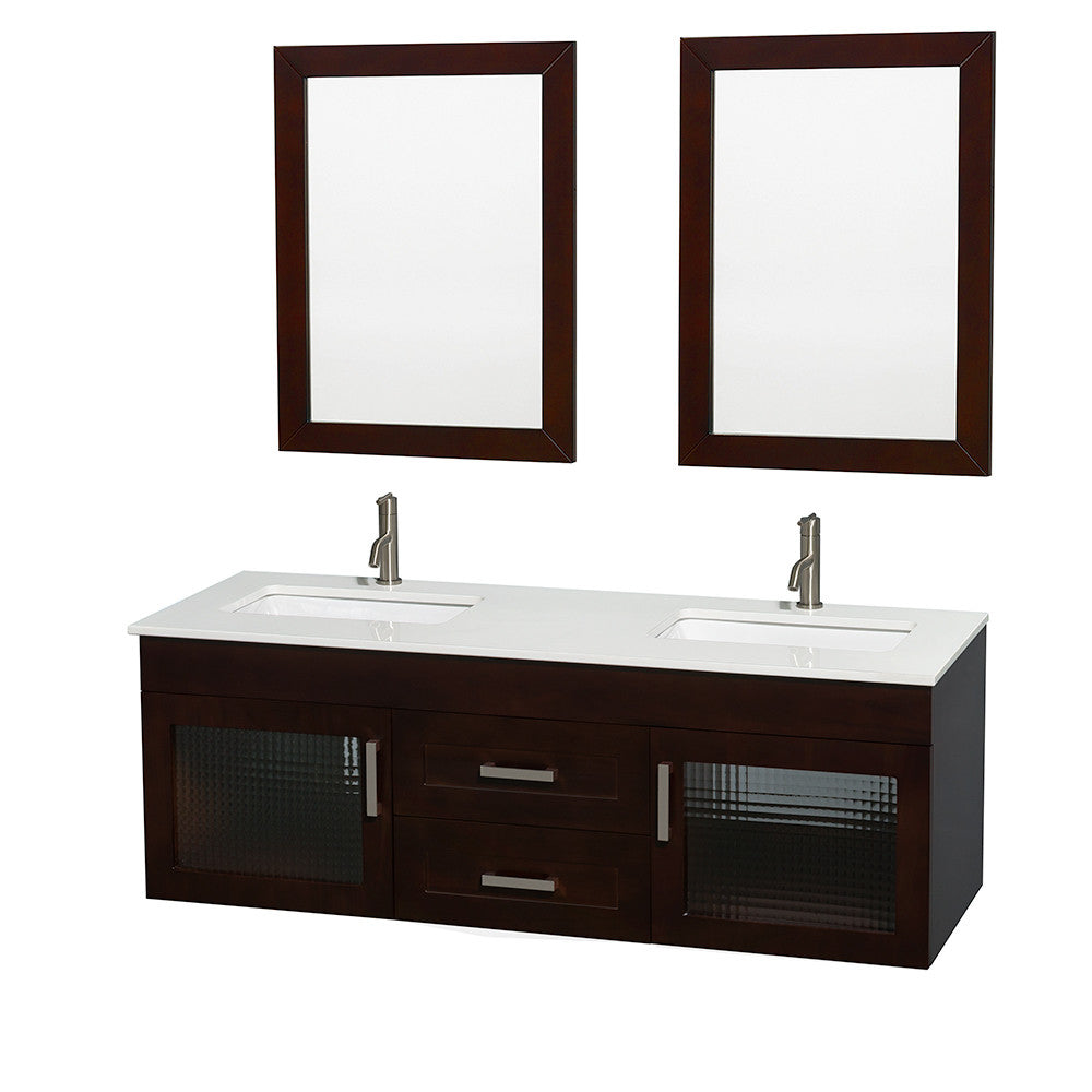 WYNDHAM COLLECTION Manola 60-Inch Double Wall-Mounted Bathroom Vanity Set - Espresso