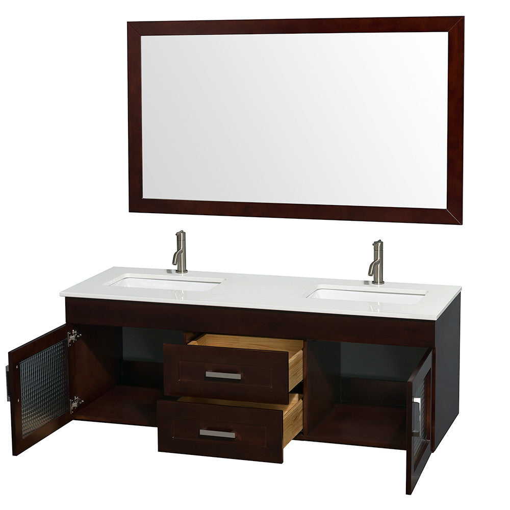 WYNDHAM COLLECTION Manola 60-Inch Double Wall-Mounted Bathroom Vanity Set - Espresso