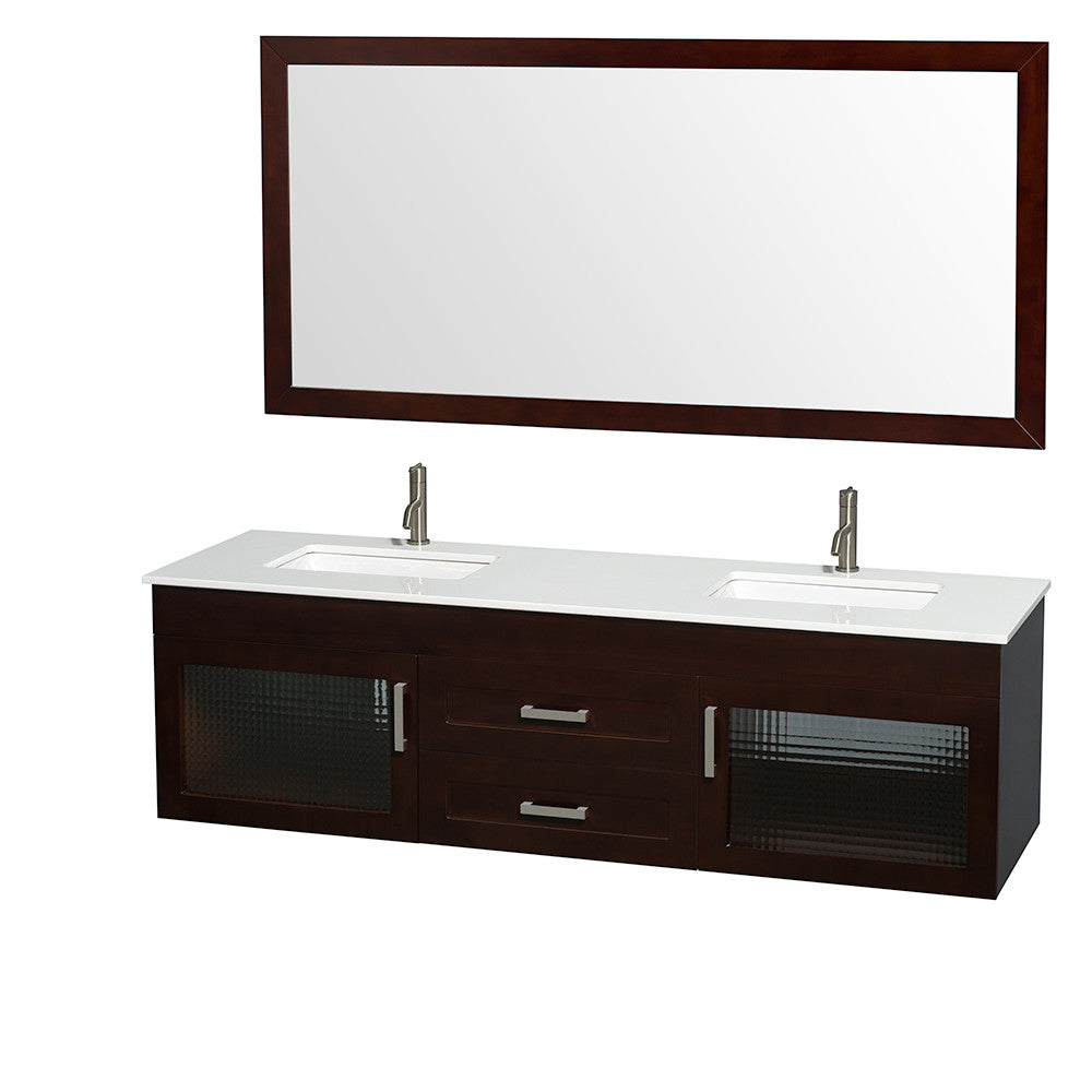 WYNDHAM COLLECTION Manola 72" Double Wall-Mounted Bathroom Vanity Set - Espresso