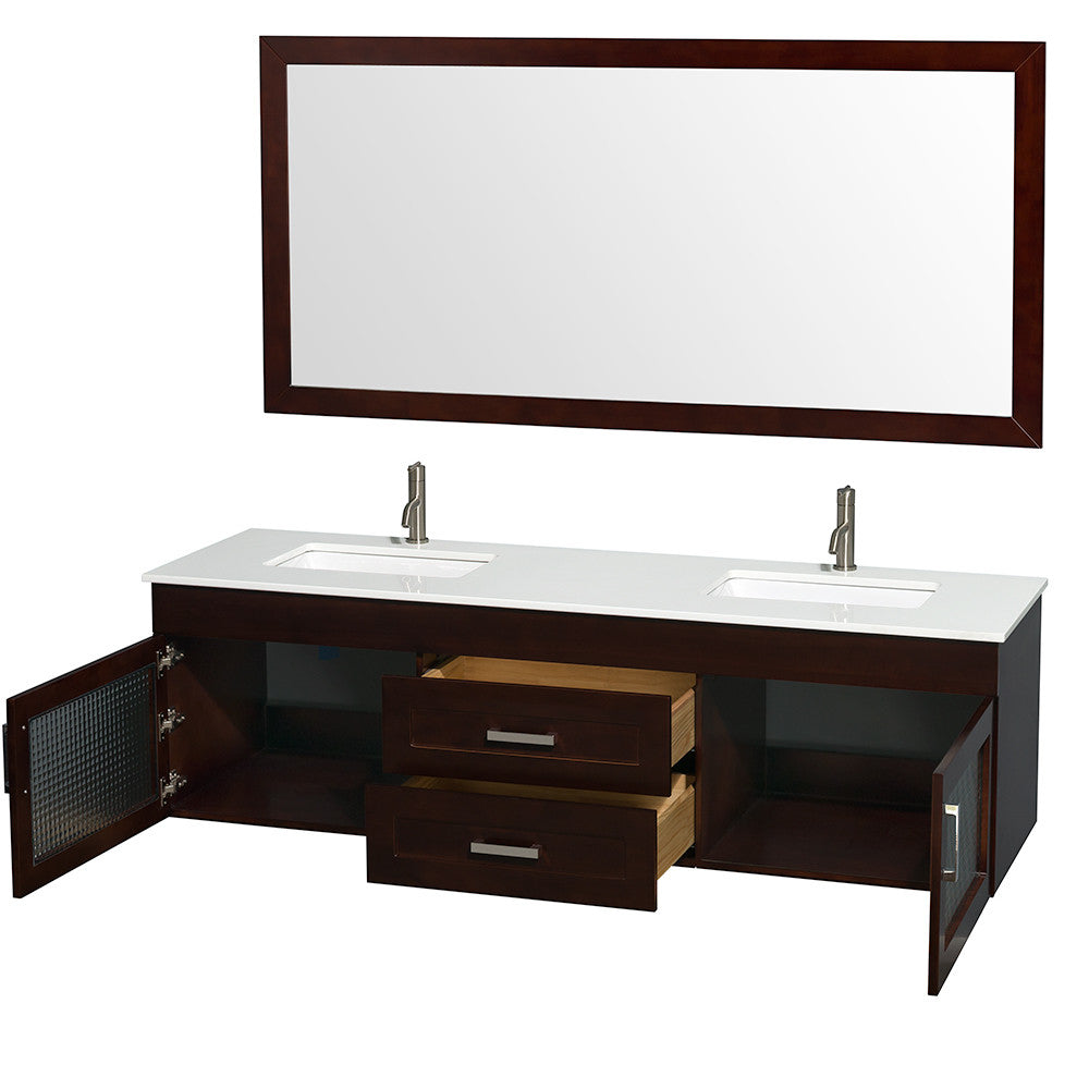 WYNDHAM COLLECTION Manola 72" Double Wall-Mounted Bathroom Vanity Set - Espresso