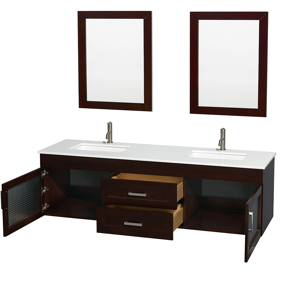 WYNDHAM COLLECTION Manola 72" Double Wall-Mounted Bathroom Vanity Set - Espresso