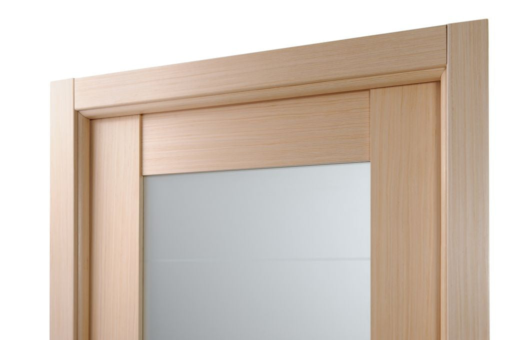 Maximum 209 Interior Door In A Bleach Oak Finish W/ Frosted Glass