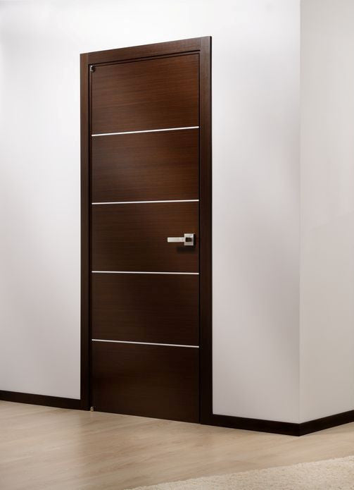 Mia Interior Door In A Wenge Finish W/ Silver Strips