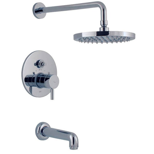 Mz Minima Modern Bathroom Thermostatic Shower Set W/ Spout - Chrome Or Brushed Nickel