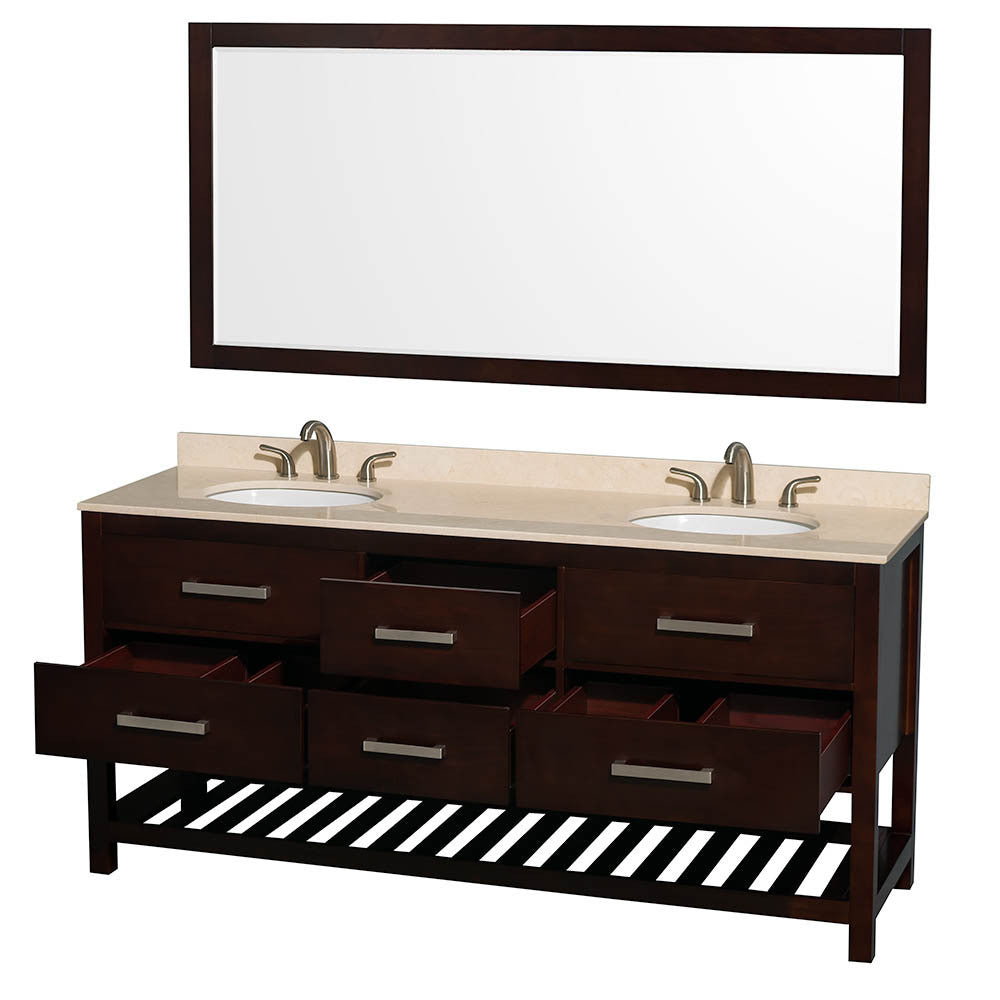 WYNDHAM COLLECTION Natalie 72-Inch Double Bathroom Vanity - Espresso