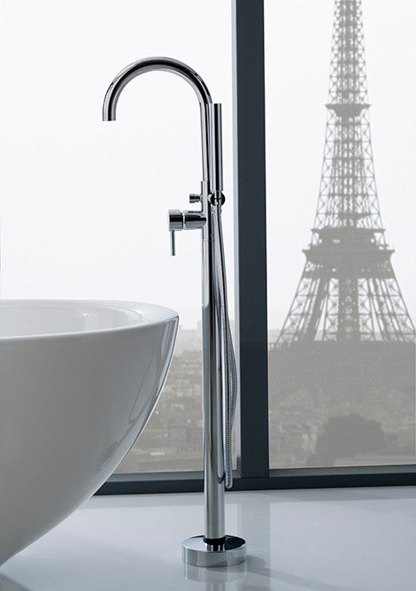 Aquamoon New Age Round Modern Floor Mount Faucet - Chrome