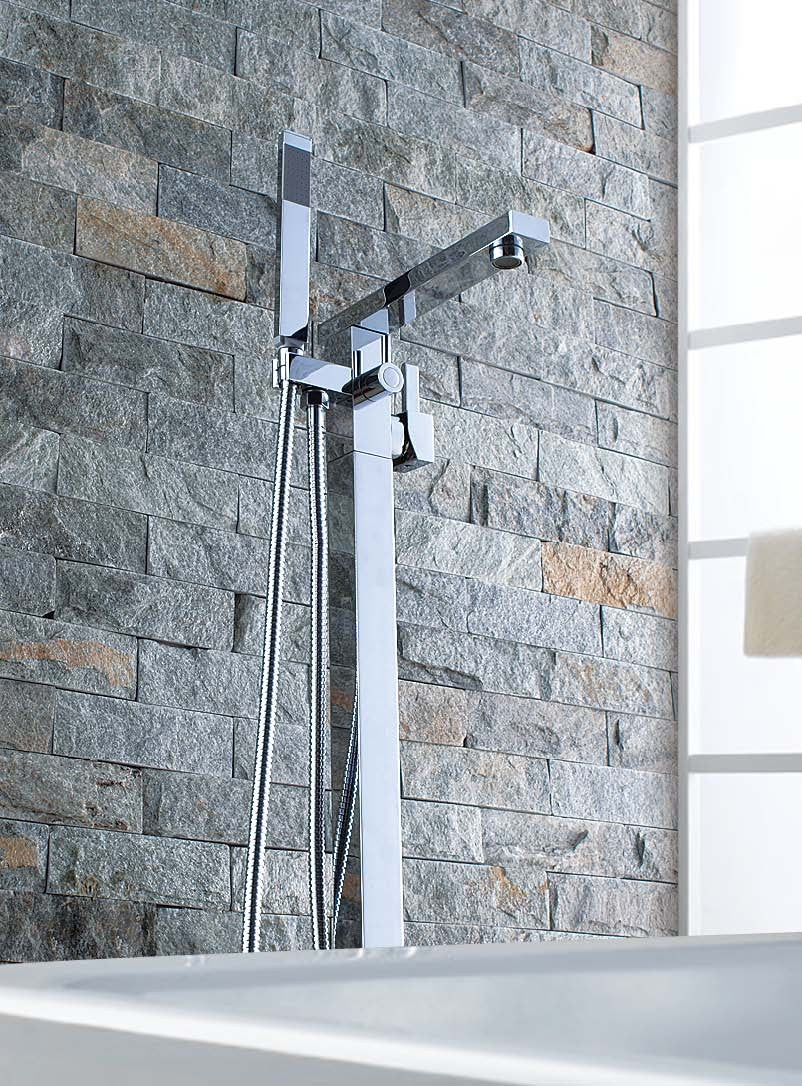 Aquamoon New Age Square Modern Floor Mount Faucet - Chrome