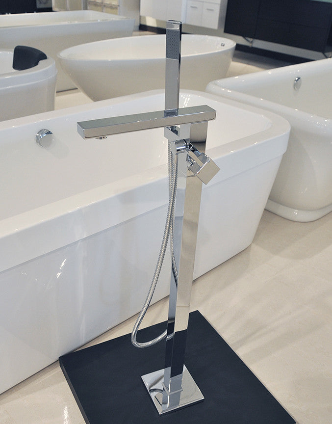 Aquamoon New Age Square Modern Floor Mount Faucet - Chrome