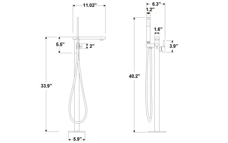 Aquamoon New Age Square Modern Floor Mount Faucet - Chrome
