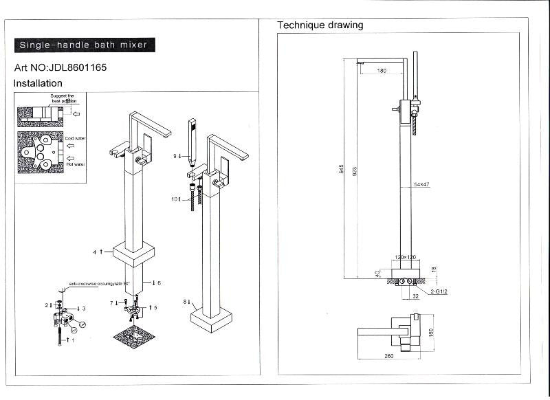 Aquamoon New Age Square Modern Floor Mount Faucet - Chrome