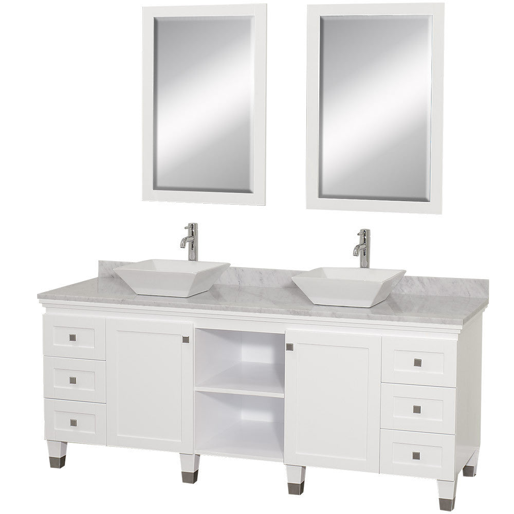 WYNDHAM COLLECTION Premiere 72-Inch Double Bathroom Vanity Set - White