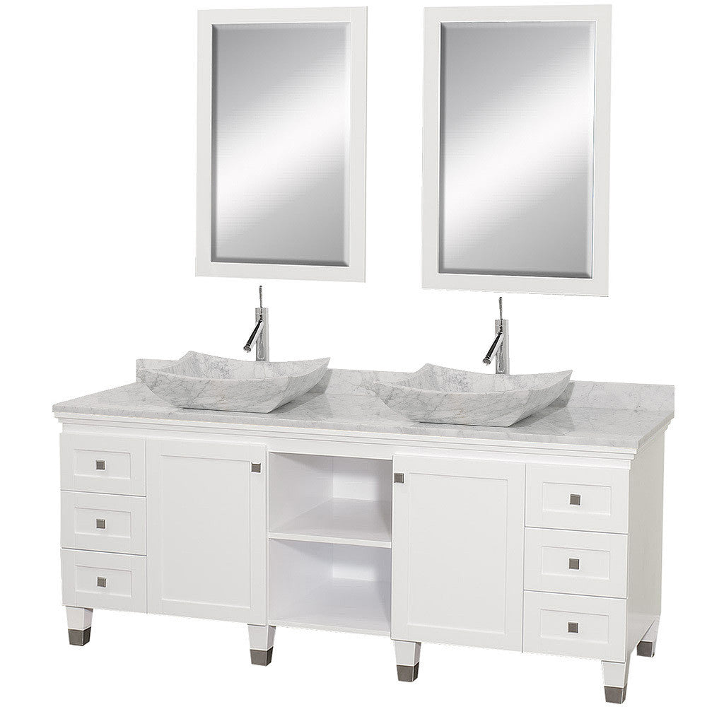 WYNDHAM COLLECTION Premiere 72-Inch Double Bathroom Vanity Set - White