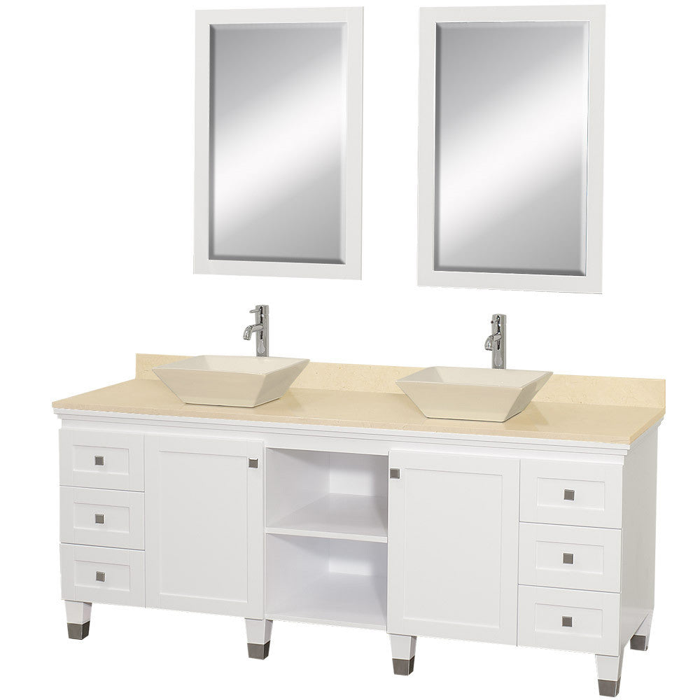 WYNDHAM COLLECTION Premiere 72-Inch Double Bathroom Vanity Set - White