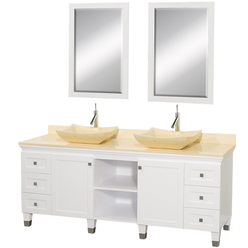 WYNDHAM COLLECTION Premiere 72-Inch Double Bathroom Vanity Set - White