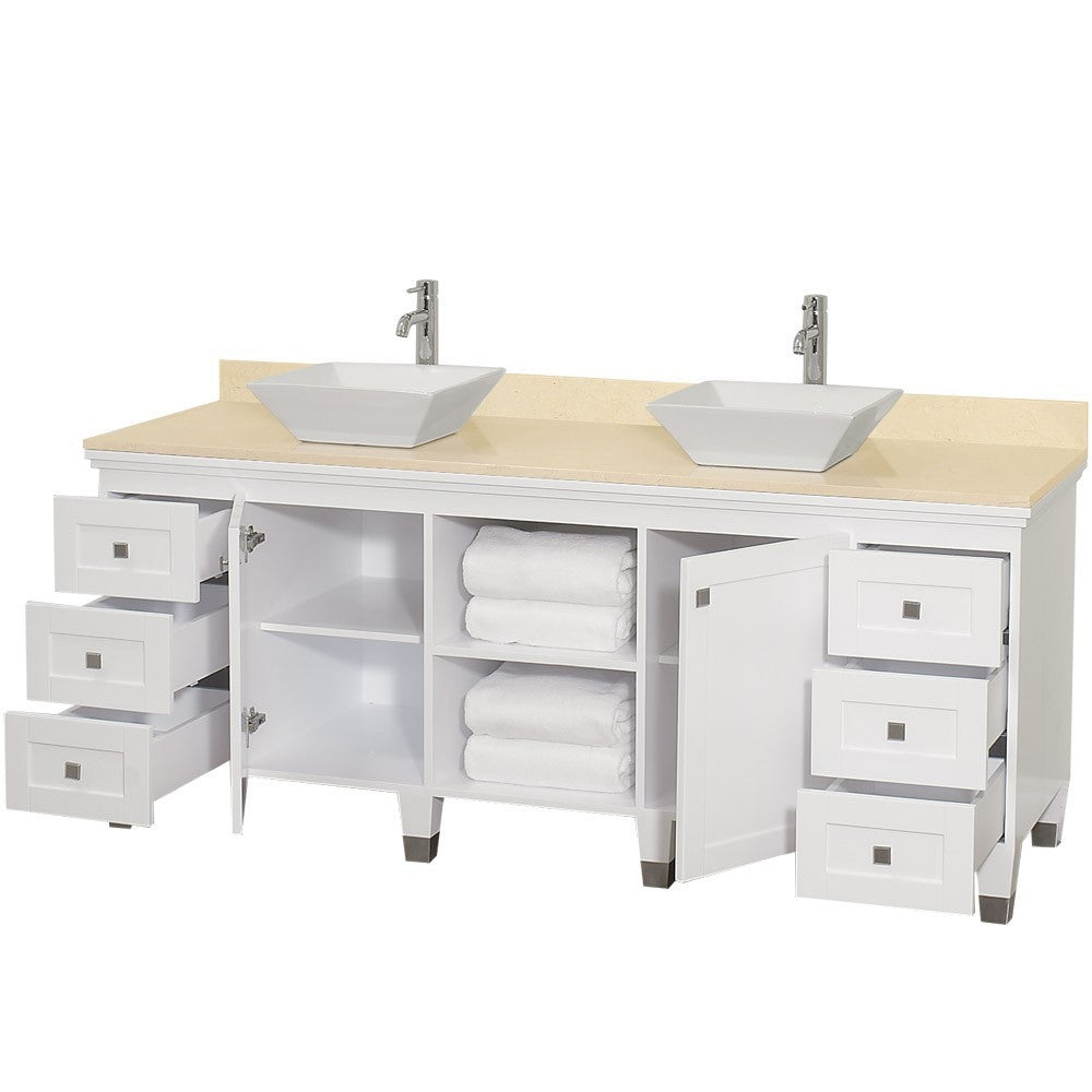 WYNDHAM COLLECTION Premiere 72-Inch Double Bathroom Vanity Set - White