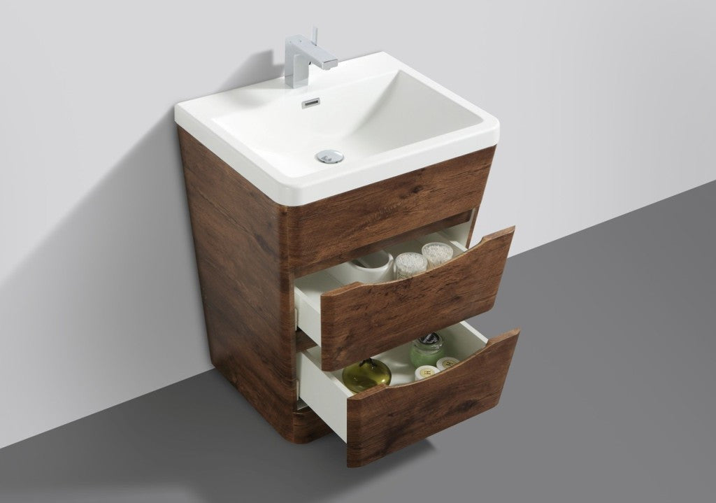 Aquamoon Smile 25 Modern Bathroom Vanity Set - Rosewood